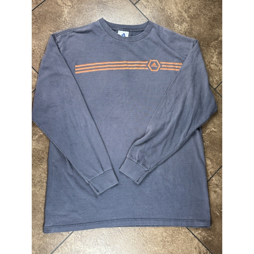 Vintage 90s Adidas T Shirt Adult XL‎  Long Sleeve Spell Out Graphic Y2K